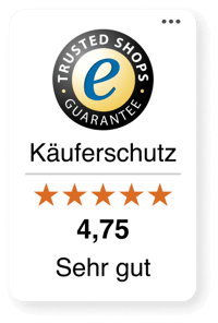 Das Trustbadge mit Gütesiegel und Bewertungen.